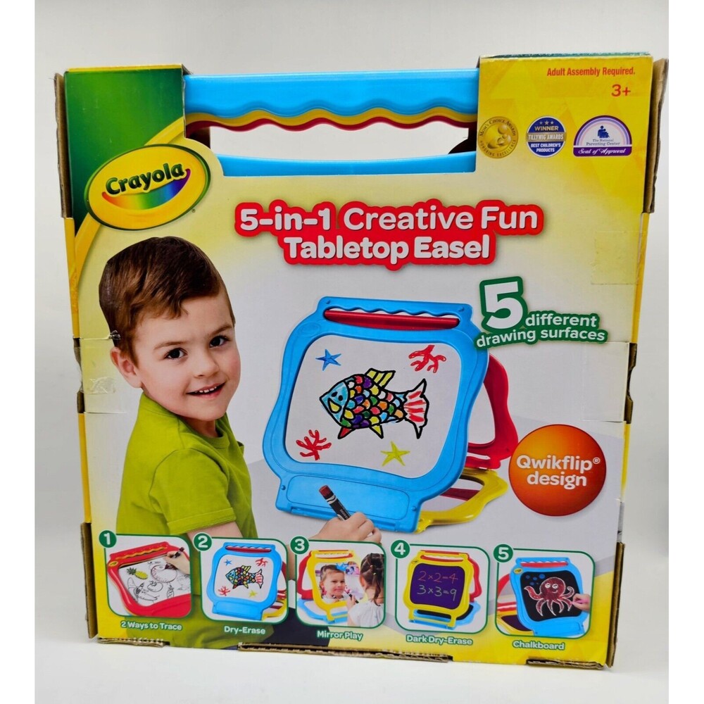Crayola 5-In-1 Creative Fun Tabletop Easel - 5 Different Drawing Surfaces NIB